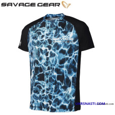 Футболка Savage Gear Marine UV T-Shirt размер S синяя